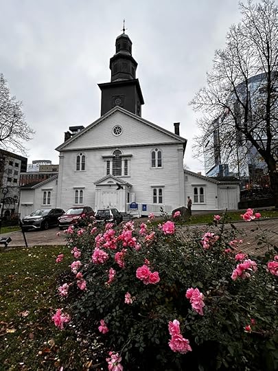 St. Paul’s Church with pink roses