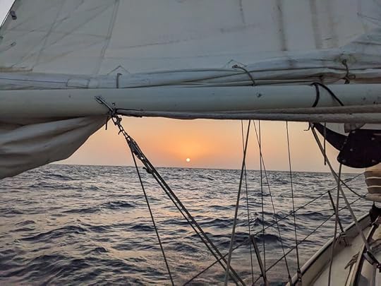 The first sunset of the voyage
