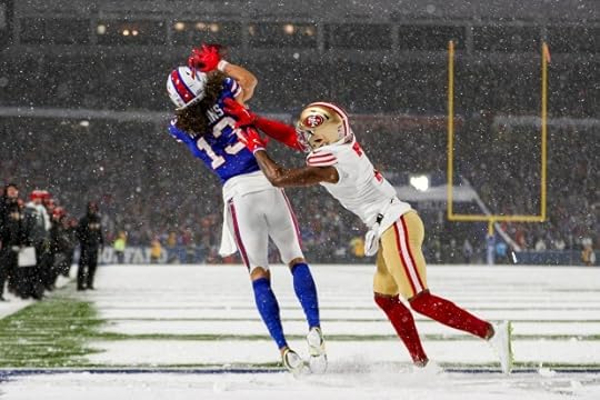 Mack Hollins #13 of the Buffalo Bills catches a touchdown against Charvarius Ward #7 of the San Francisco 49ers in the second quarter of a game at Highmark Stadium on Dec. 01, 2024 in Orchard Park, New York. (Photo by Bryan M. Bennett/Getty Images)