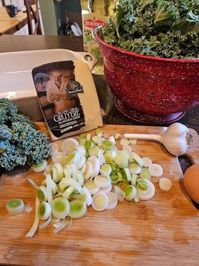 The ingredients for making Kale gratin