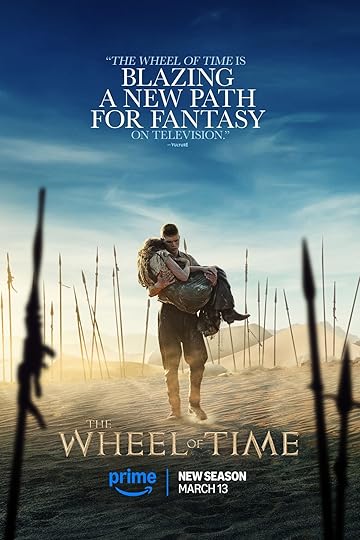 Rand carrying Moiraine in front of a field of spears in the key art for The Wheel of Time season three