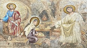 The decoration in Jesus' father Joseph's workshop under a church in Nazareth