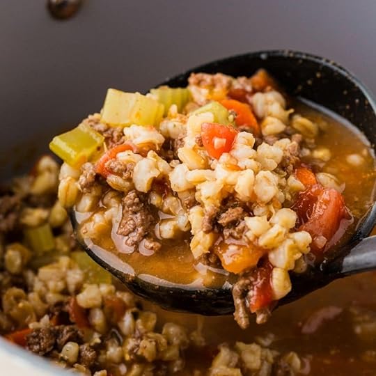 Close Up Of Beef Barley Soup