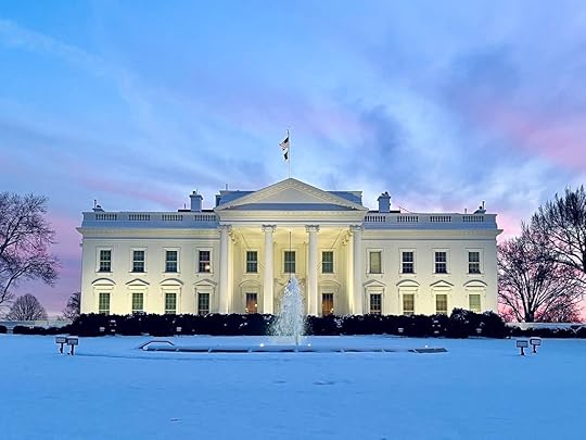 beautiful winter sunset at the White House