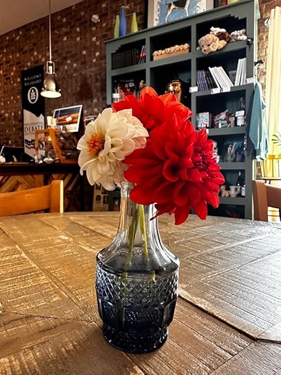 Flowers on a table at Lost Dog Coffee