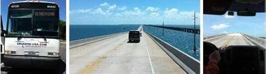 Front seat views on the Greyhound bus over the Seven Mile Bridge!