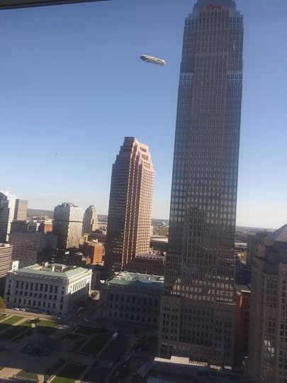 Downtown Cleveland and the Goodyear Blimp