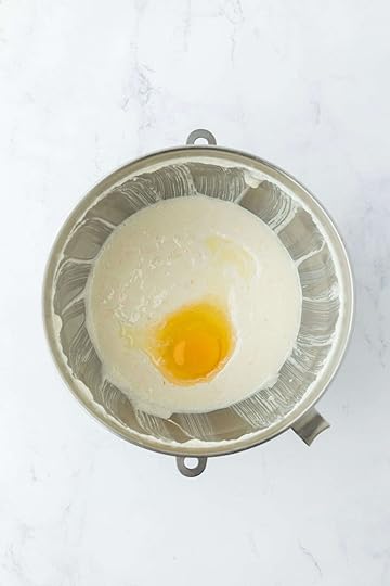 Eggs added to stand mixer bowl