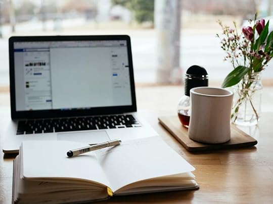 content planning, laptop and cup of coffee on a table