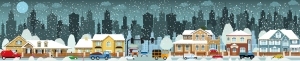 A snowy Christmas village