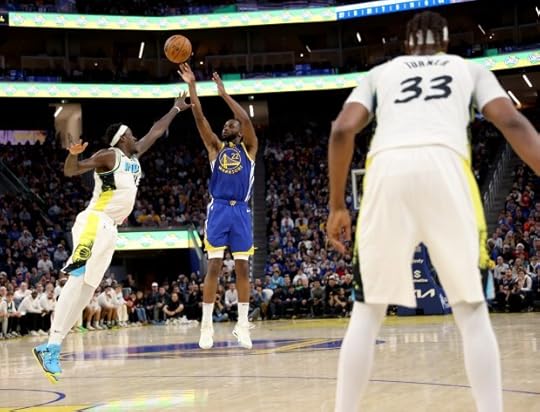 Golden State Warriors' Andrew Wiggins #22 shoots a 3-point basket past Indiana Pacers' Pascal Siakam #43 in the fourth quarter of their NBA game at the Chase Center in San Francisco, Calif., on Monday, Dec. 23, 2024. (Jane Tyska/Bay Area News Group)