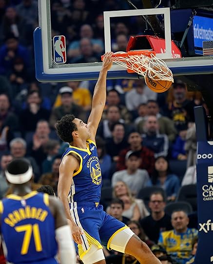 Golden State Warriors’ Trayce Jackson-Davis #32 dunks in the first...