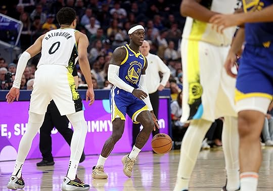 Golden State Warriors’ Dennis Schroder brings the ball downcourt in...