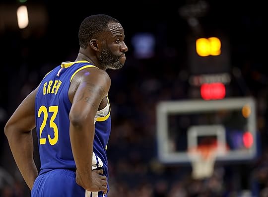 Golden State Warriors’ Draymond Green #23 reacts as the clock...