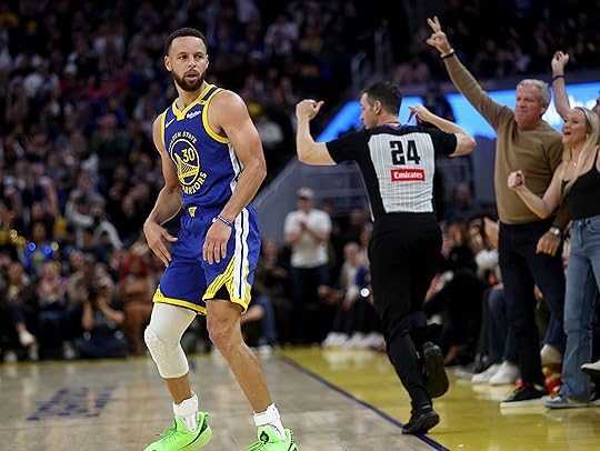 Golden State Warriors’ Stephen Curry #30 celebrates a 3-point basket...