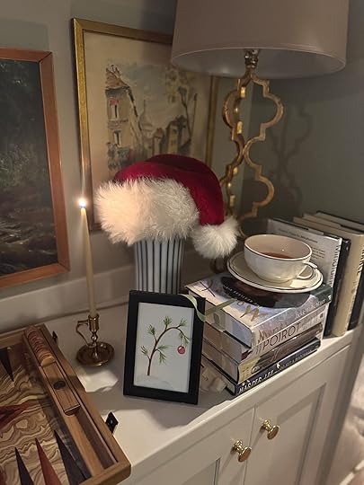 Santahatconsoleholidayillustrationcandleteacup24
