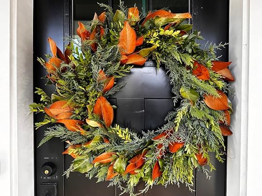 Christmas wreath on a black door