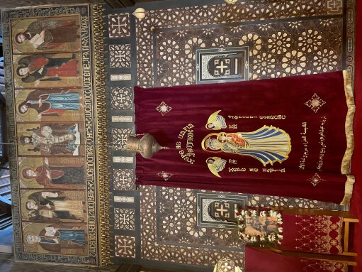 Decoration in Al Dayoura, the Hanging Church, formally the Church of the Virgin Mary, an Orthodox Church in Coptic Cairo, Egypt. Photo credit: Heidi Toth