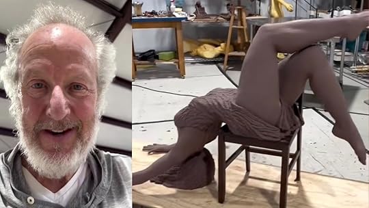 Daniel stern split with his clay sculpture of a dancer draped over a chair with her head on the floor and her legs in the air