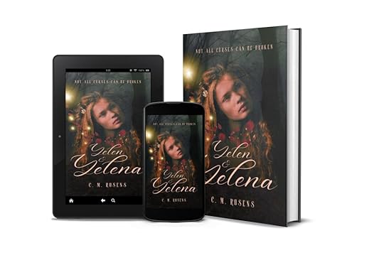 A collection of a Kindle, mobile and physical book mock-up with the cover of Yelen and Yelena on each device and book.