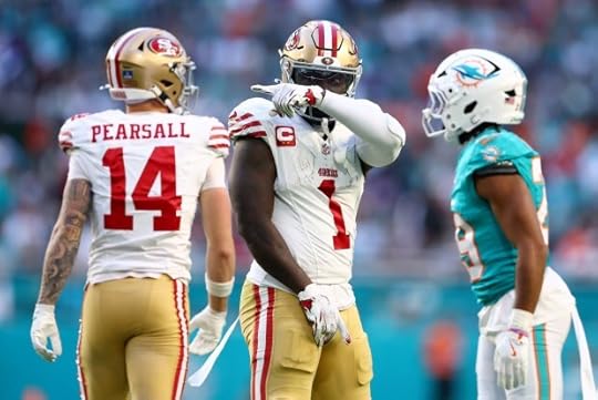 Deebo Samuel Sr. #1 of the San Francisco 49ers reacts after a first down reception during the first quarter against the Miami Dolphins at Hard Rock Stadium on Dec. 22, 2024 in Miami Gardens, Florida. (Photo by Megan Briggs/Getty Images)