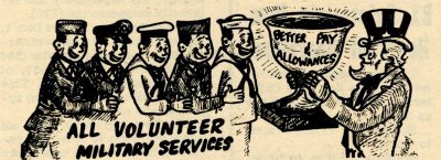 A cartoon from 1969 promotes President Richard Nixon’s plan to study an all-volunteer force. Image courtesy of the Defense Department.