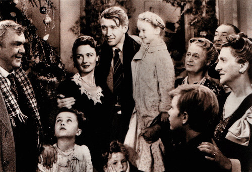 James Stewart, Donna Reed, Beulah Bondi, Carol Coombs, Karolyn Grimes and Thomas Mitchell in It's a Wonderful Life (1946)