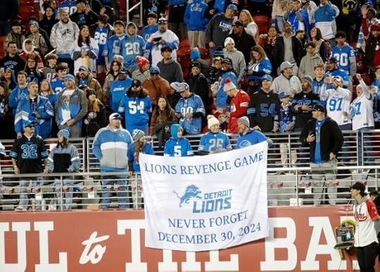 Detroit Lions fans celebrate their 40-34 NFL win over the San Francisco 49ers at Levis Stadium in Santa Clara, Calif., on Monday, Dec. 30, 2024. (Jane Tyska/Bay Area News Group)