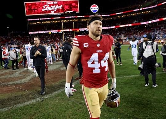 San Francisco 49ers' Kyle Juszczyk #44 walks off the field after the Detroit Lions 40-34 NFL win at Levis Stadium in Santa Clara, Calif., on Monday, Dec. 30, 2024. (Jane Tyska/Bay Area News Group)