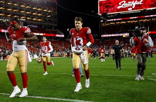 San Francisco 49ers starting quarterback Brock Purdy (13) walks off the field following their 40-34 loss to the Detroit Lions at Levi's Stadium in Santa Clara, Calif., on Monday, Dec. 30, 2024. (Nhat V. Meyer/Bay Area News Group)