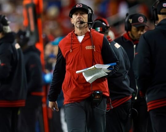 San Francisco 49ers head coach Kyle Shanahan walks on the sidelines during their game against the Detroit Lions in the third quarter at Levi's Stadium in Santa Clara, Calif., on Monday, Dec. 30, 2024. (Nhat V. Meyer/Bay Area News Group)