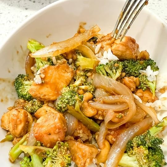 Close Up Of Cashew Chicken And Broccoli
