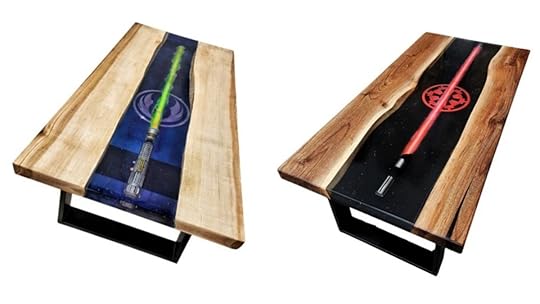 Star Wars lightsaber coffee table from Backyard Resin.