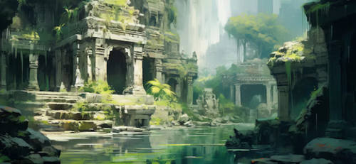 partially submerged ruins