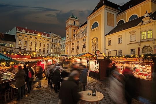 People at Christmas Market at night in Vienna