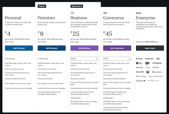 Plan options from WordPress.com.