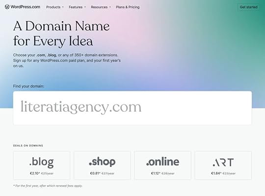 Domain search bar on WordPress.com.