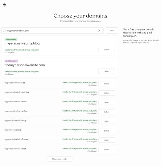 Choosing from a list of available domain names.