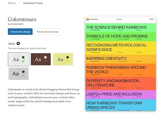 Example of a WordPress theme detail page.