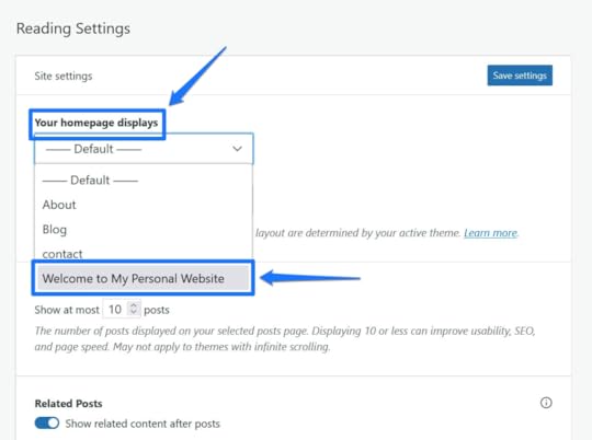 Browsing homepage display options.
