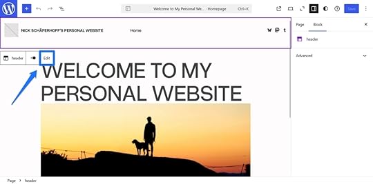 Click into header element to edit it.