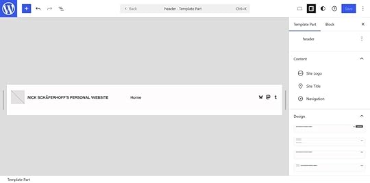 Editing a header template part.