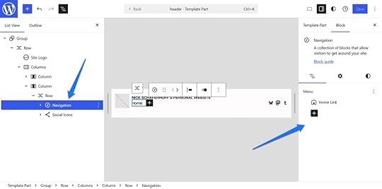 Finding the Navigation block.