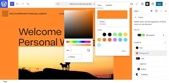 Choosing colors from the theme palette.