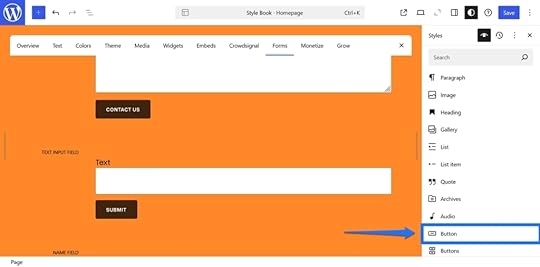 Where to find Button Block controls.