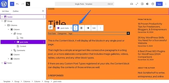 Select the post meta block and move it.