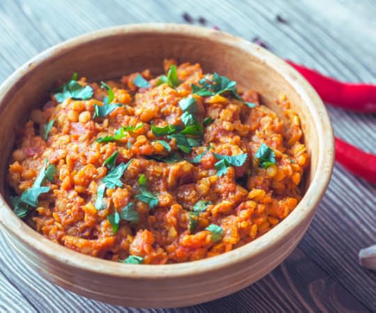 cheesy lentils in a bowl