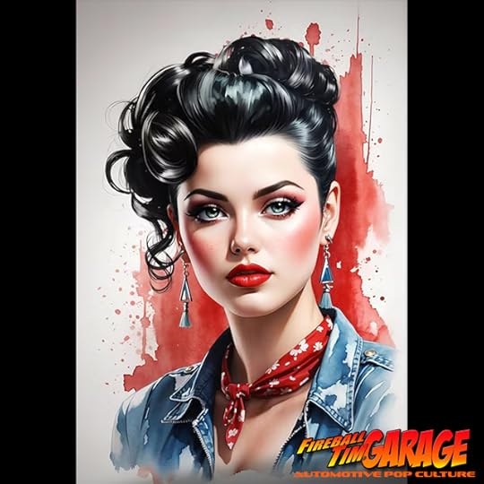 Pinup Art Fireball Tim Garage Automotive Pop Culture Art