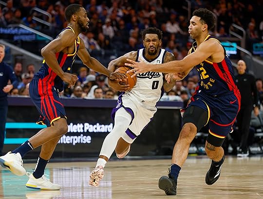 Sacramento Kings’ Malik Monk (0) dribbles against Golden State Warriors’...