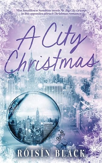 Book cover image of new york city in tones of purple, grey and white. The book is by author Roisin Black and is called A City Christmas